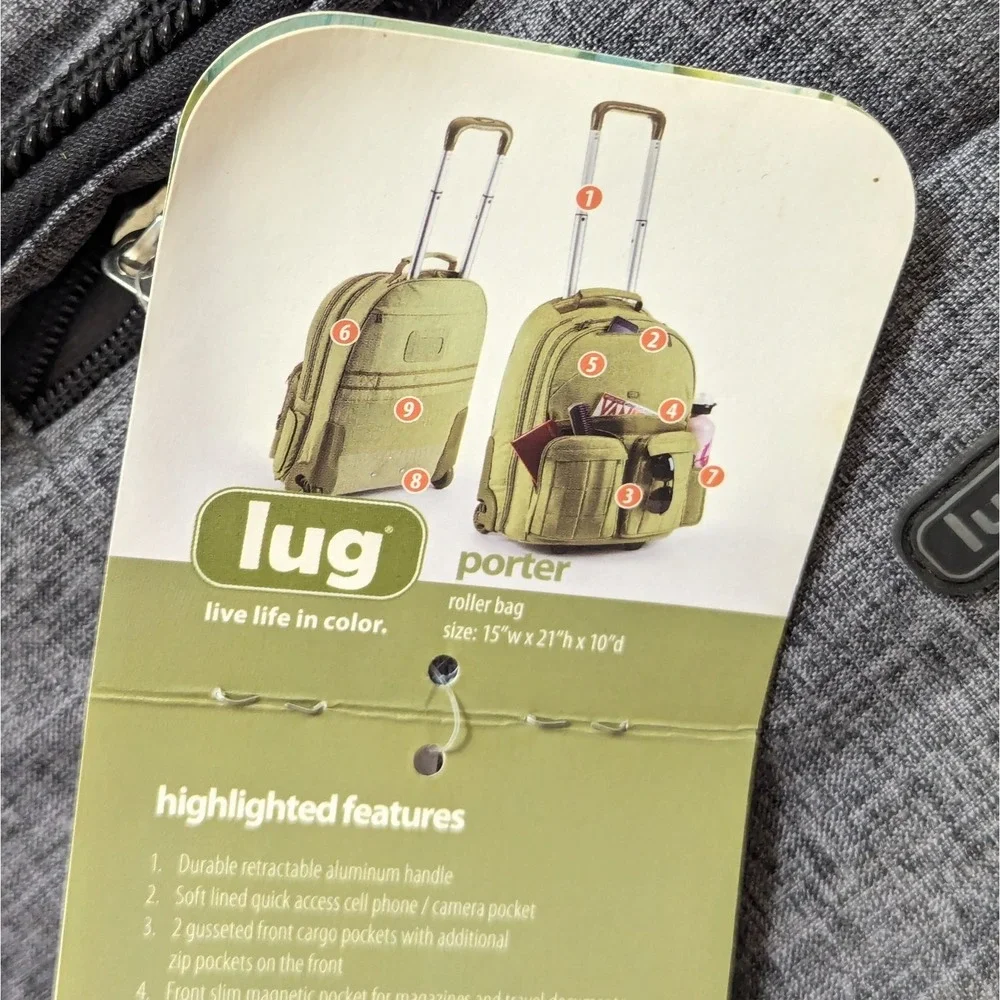 LUG Porter Wheelie Rolling Bag Travel Overnight Laptop Pockets New Old Stock
